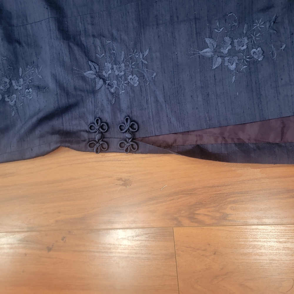 Nicole Miller Navy Blue Embroidered Maxi Dress - Picture 4 of 6